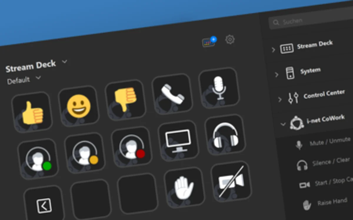 i-net CoWork Plugin im Elgato Stream Deck.