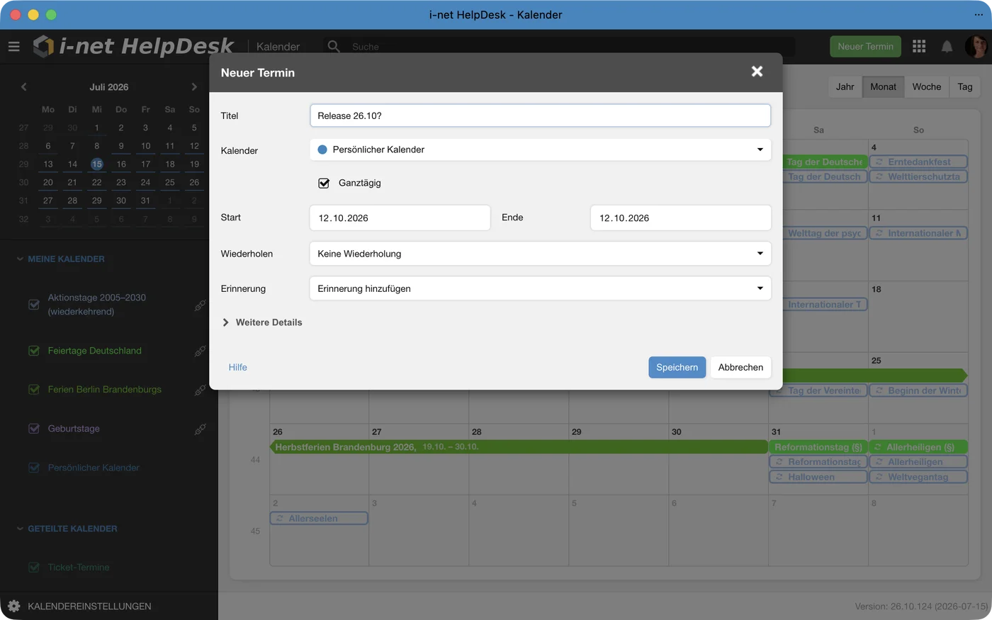 i-net Calendar application