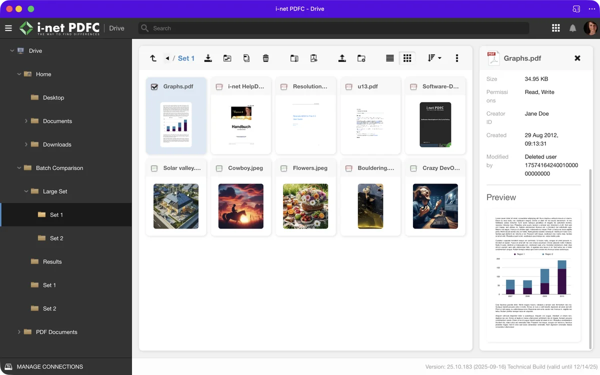 Drive application for PDF with a list of documents.